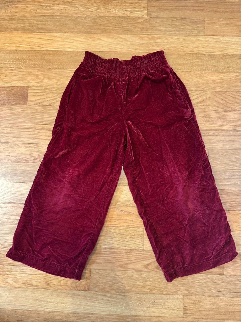 Hanna Andersson Burgundy Plush Velvet Pajama Bottoms